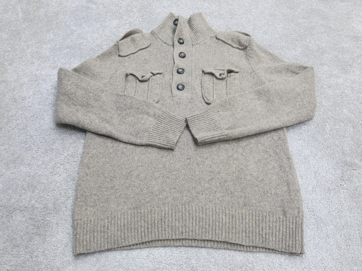 GAP  Men Cardigan Button Up Sweater Pullover Long Sleeves Gray Size Small