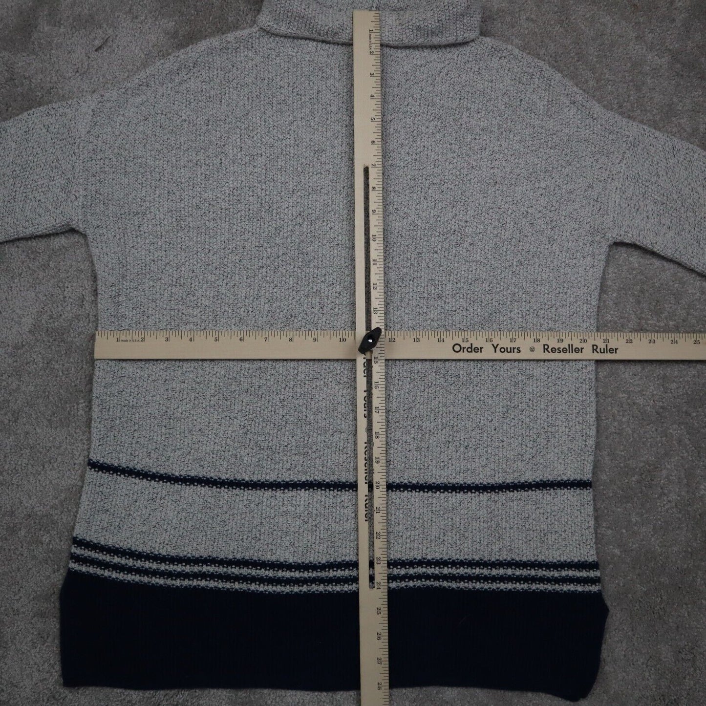 J. Jill Mens Pullover Knitted Sweater Long Sleeves High Neck Gray Blue Size XS