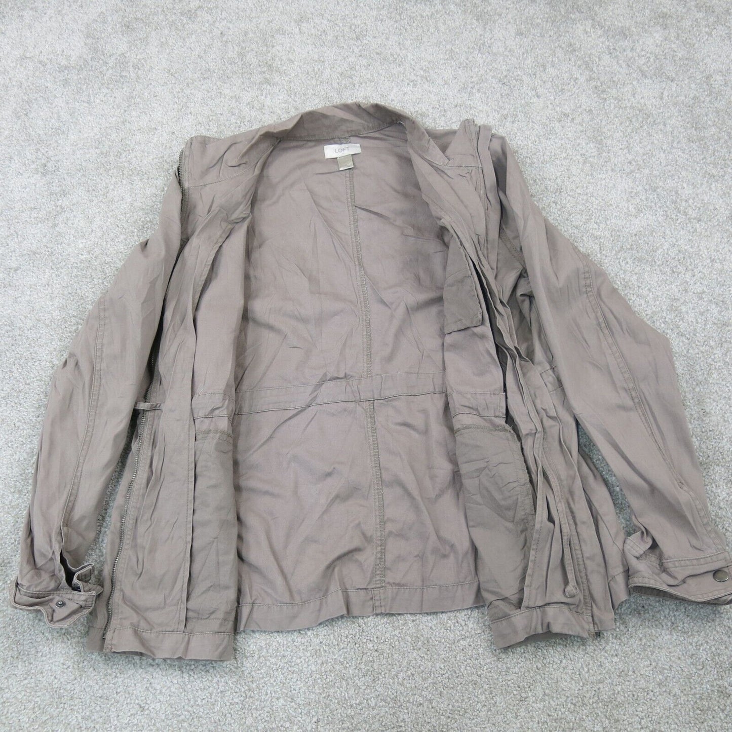 LOFT ANN Taylor Womens Full Zip Coat Jacket Long Sleeves Pockets Gray Size XL