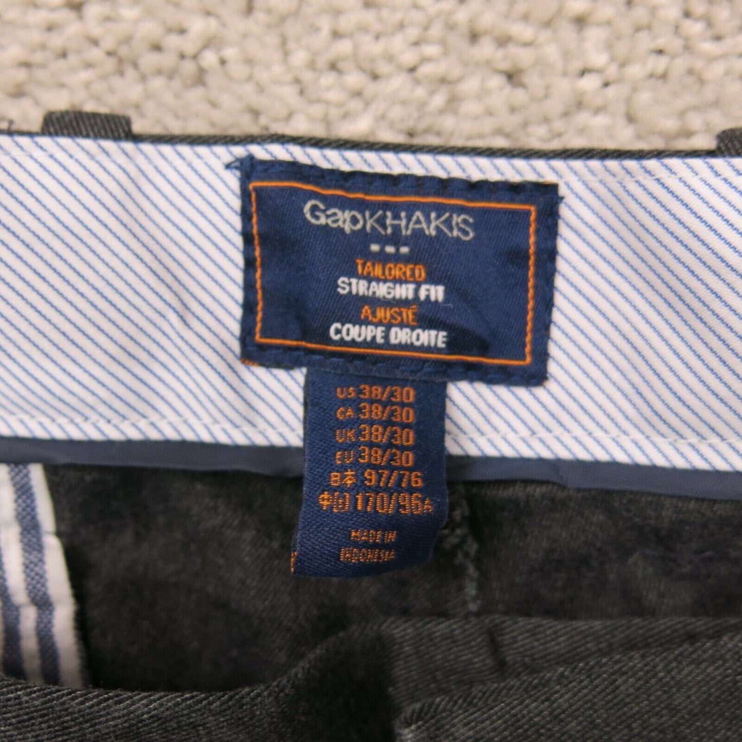 Gap Khakis Mens Pants Chino Straight Leg Tailored Fit High Rise Black W38XL30