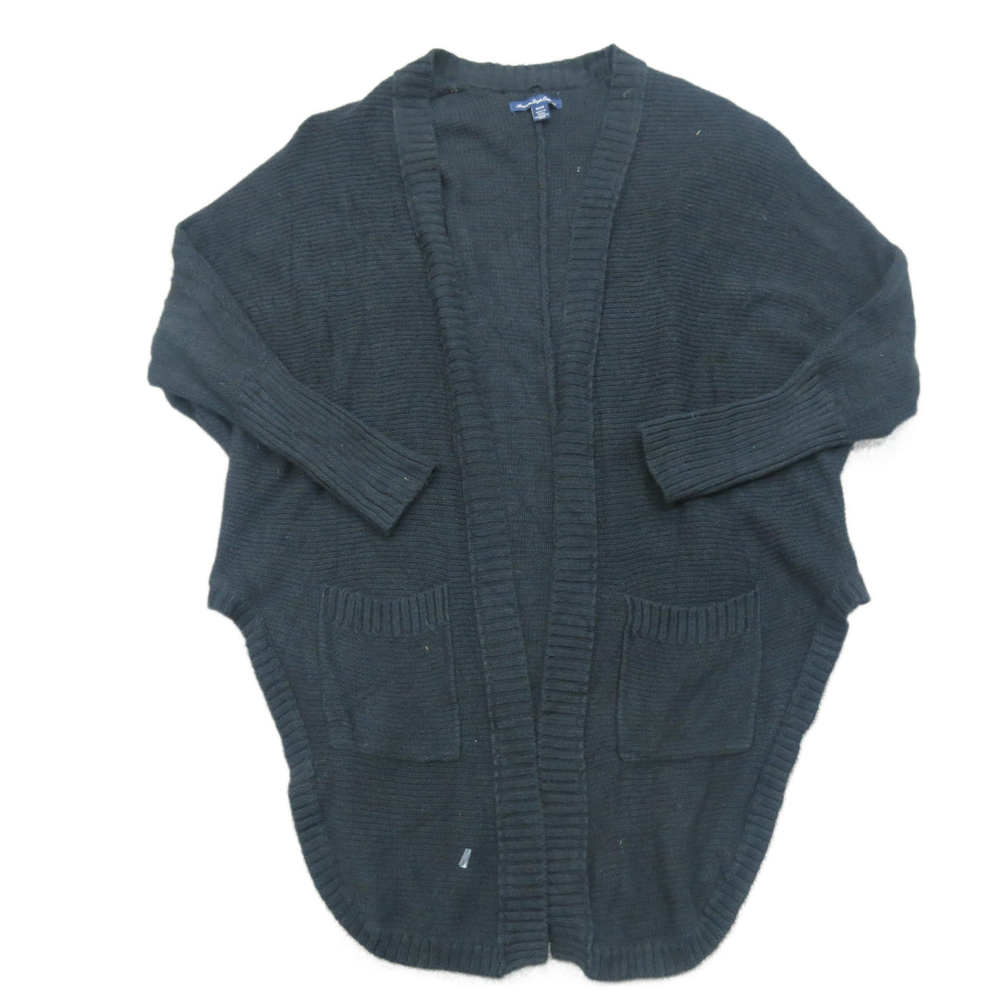 American Eagle Women Cardigan Sweater Knitted Open Front Long Sleeve Black SZ XS
