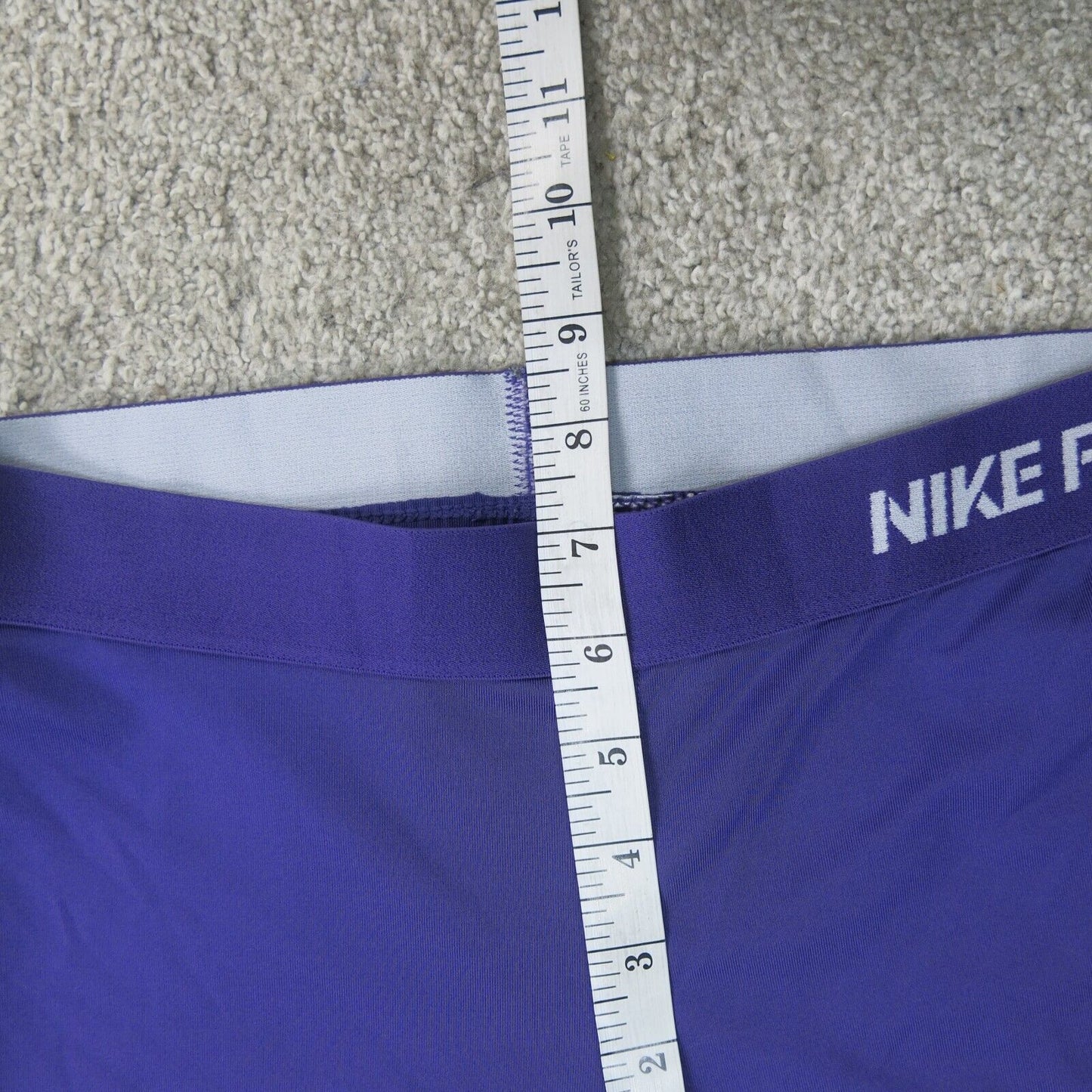 Nike Pro Womens Capri Legging Dry Fit Stretch Elastic Waist Logo Purple SZ Small