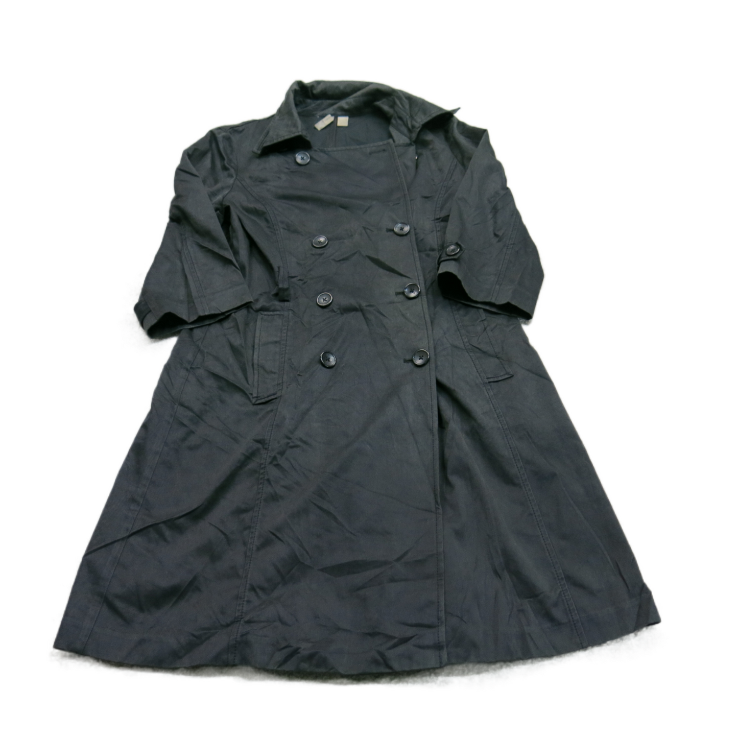 Old Navy Womens Trench Coat Double Breasted Half Sleeve Pockets Black Size Small
