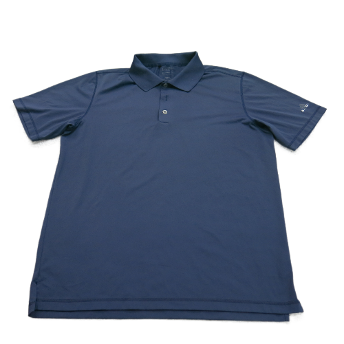 Adidas Mens Polo Shirt Short Sleeves Pure Motion Logo Solid Blue Size Large