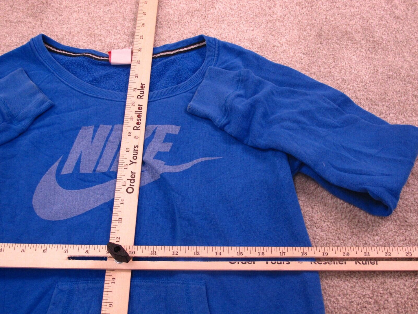 Nike Women Pullover Sweatshirt Long Sleeves Crew Neck Kangaroo Pockets Blue SZ M