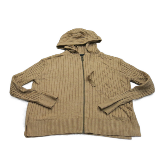 Banana Republic Women Hooded Sweater Full Zip Up Long Sleeve Tan Khaki SZ Medium