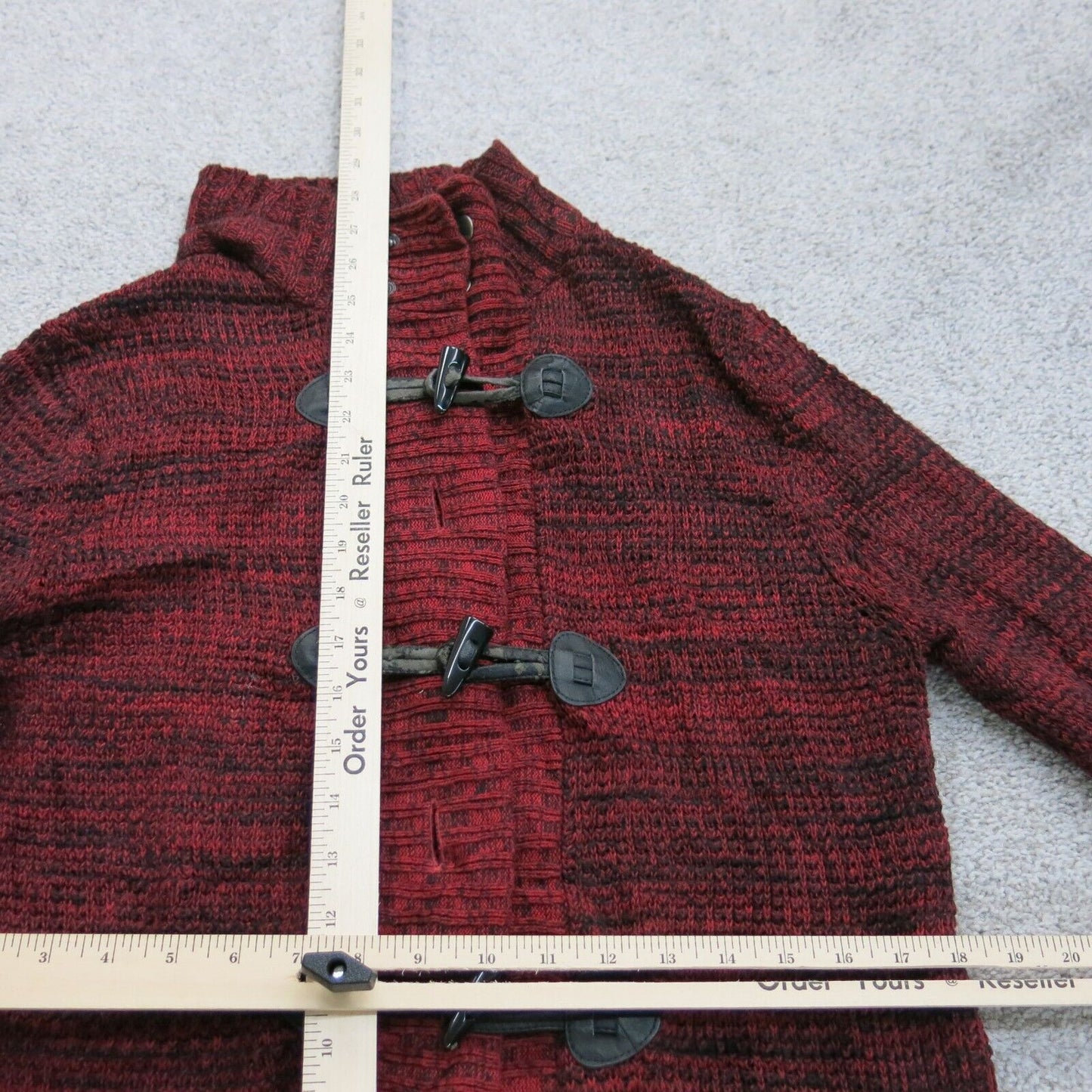 Express Womens Cardigan Sweater Buckle Front Long Sleeves Maroon Red Size Small