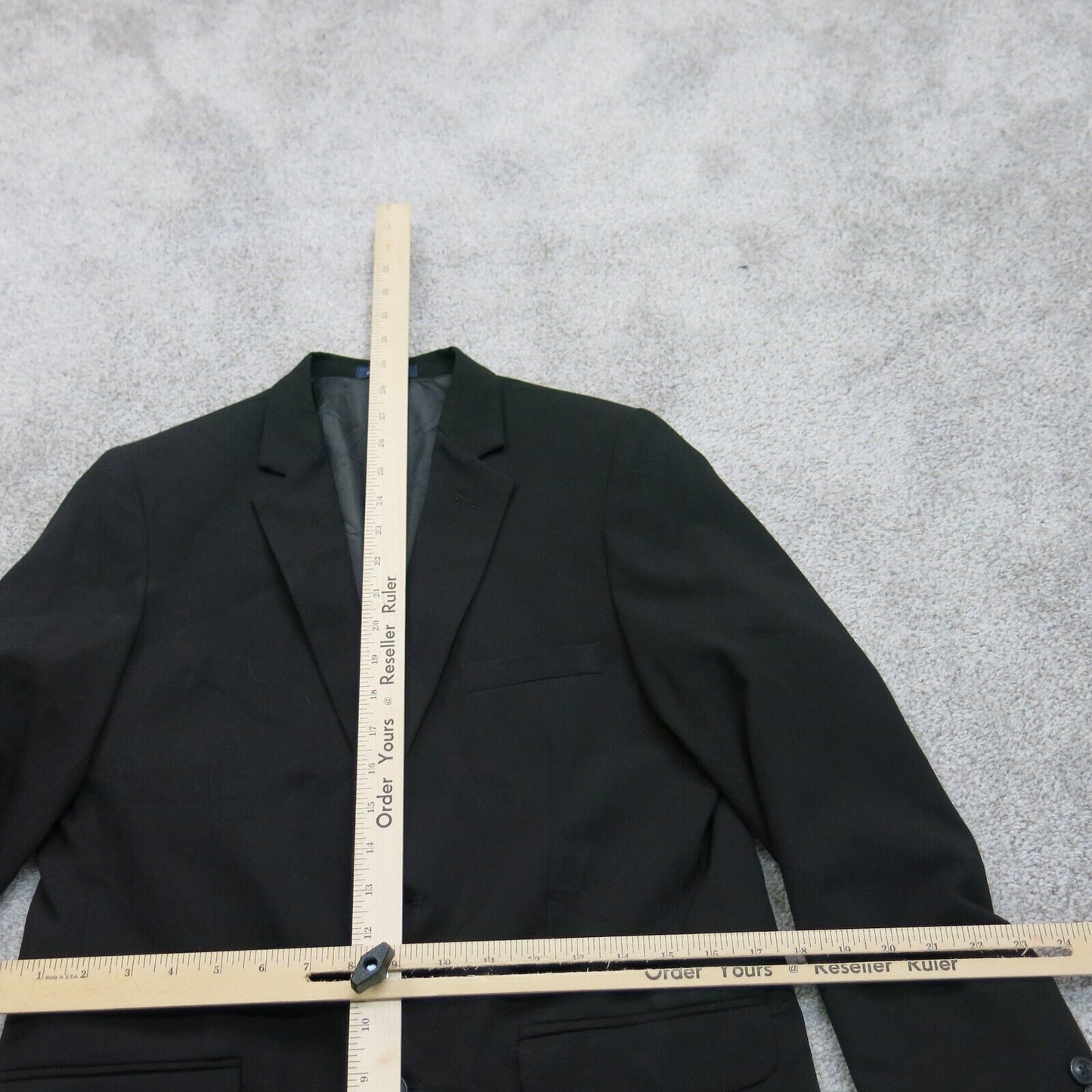 Chaps Mens Blazer Coat Single Breasted Pockets Long Sleeve Black Size 18 Reg