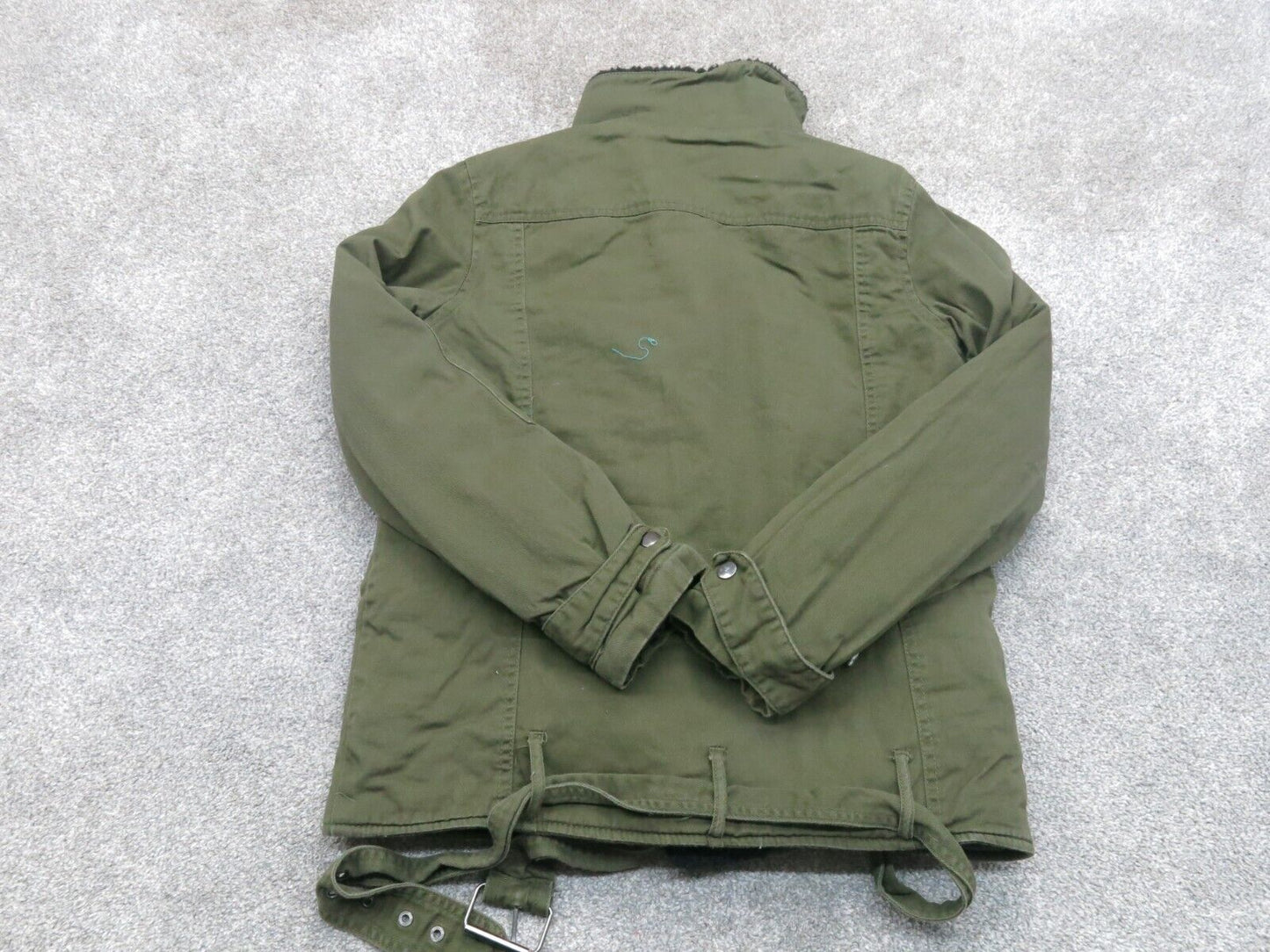 Express Womens Insulated Jacket Full Zip Up Mock Neck Pockets Olive Green SZ XS