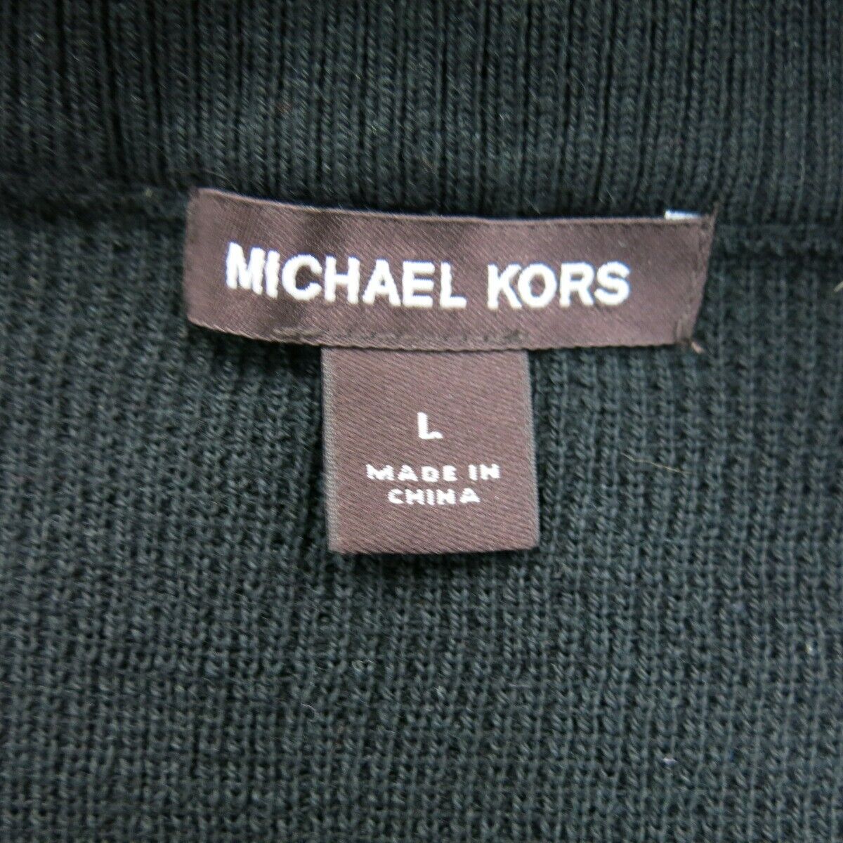 Michael Kors Womens Full Zip Up Sweater Jacket Long Sleeves Solid Black Size L