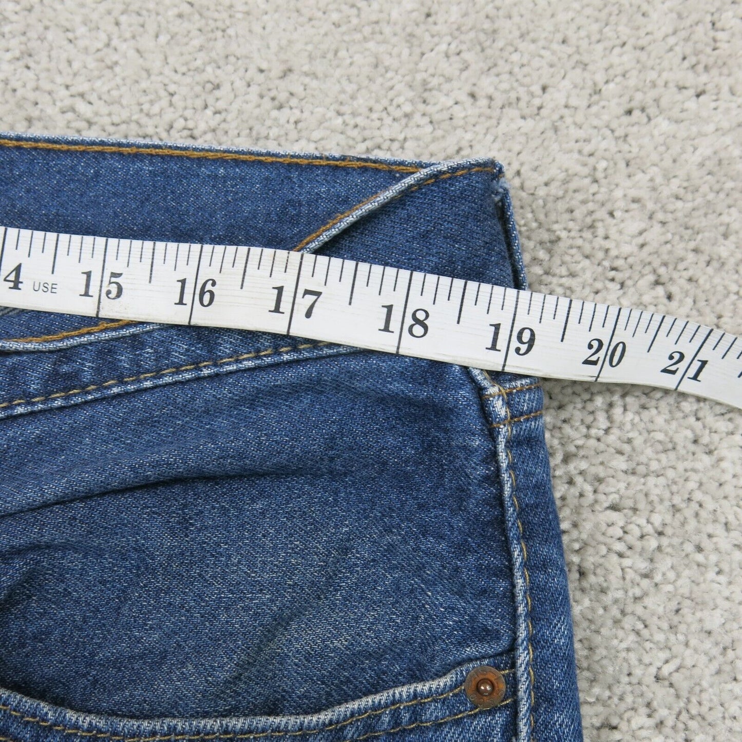 Levis 505 Mens Jeans Straight Leg Denim Mid Rise 5 Pockets Light Blue SZ W36XL36
