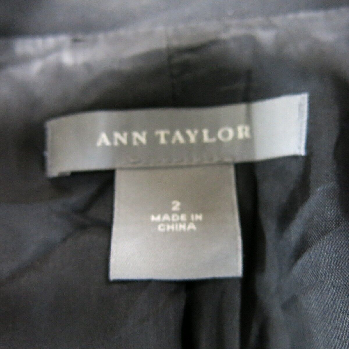 Ann Taylor Womens Blazer Coat Jacket Front 2 Button Long Sleeve Black Size 2