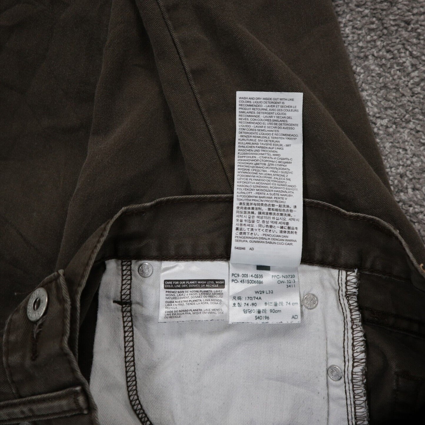 Levis 514 Mens Jeans Straight Leg Mid Rise Denim 100% Cotton Brown Size W29XL32