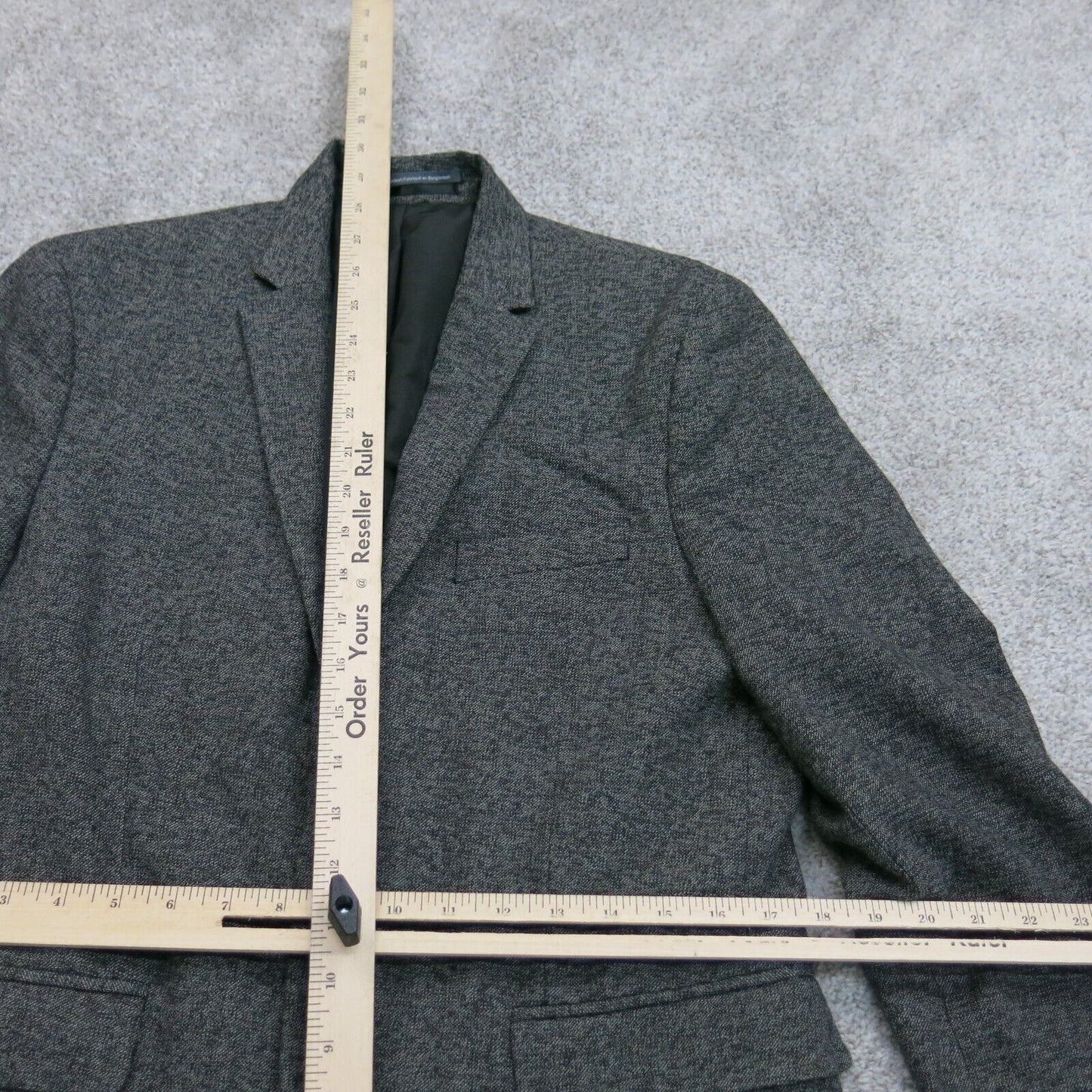 H&M Mens Blazer Coat Single Breasted Long Sleeves Pockets Black Size 38R