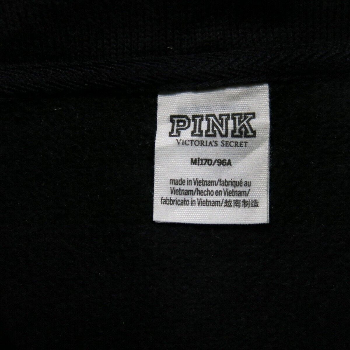 Pink Victorias Secret Womens Jacket 1/4 Zip Fleece Jacket Long Sleeves Black M