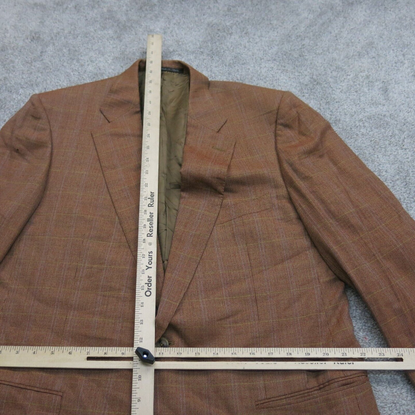 Malonfs Men Blazer Coat Single Breasted 100% Wool Long sleeves Brown Size M