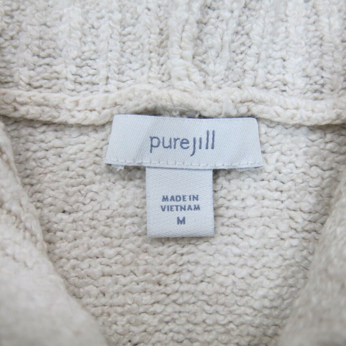 Pure Jill Womens Hoodie Sweater Knitted Long Sleeve Off White Size Medium