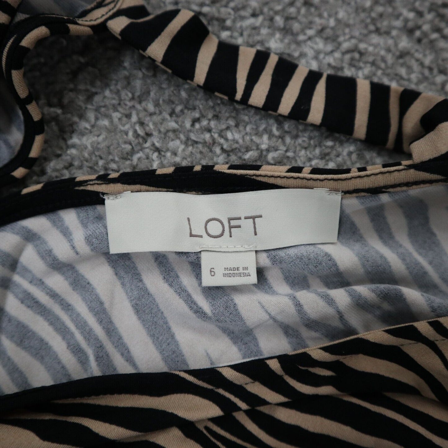 Ann Taylor Loft Womens A Line Dress Zebra Print Long Sleeve Tank Black Size 6