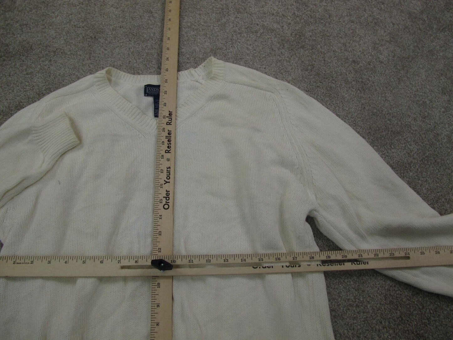 Lands End Womens Drifter Sweater Knitted Long Sleeves Ivory Size Medium 10-12