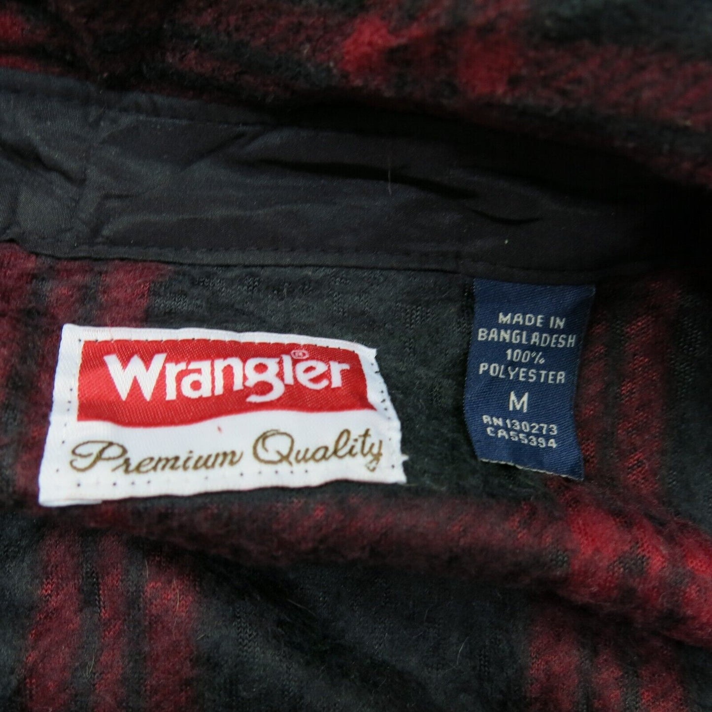 Wrangler Mens Check Button Up Shirt Long Sleeves Front Pockets Black Red Size M