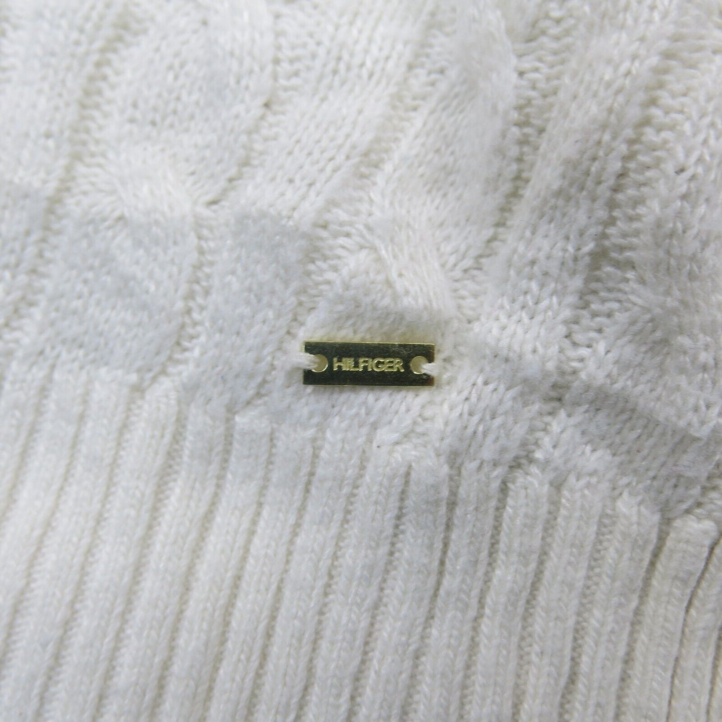 Tommy Hilfiger Womens Pullover Sweater High Neck Shoulder Button White SZ Medium