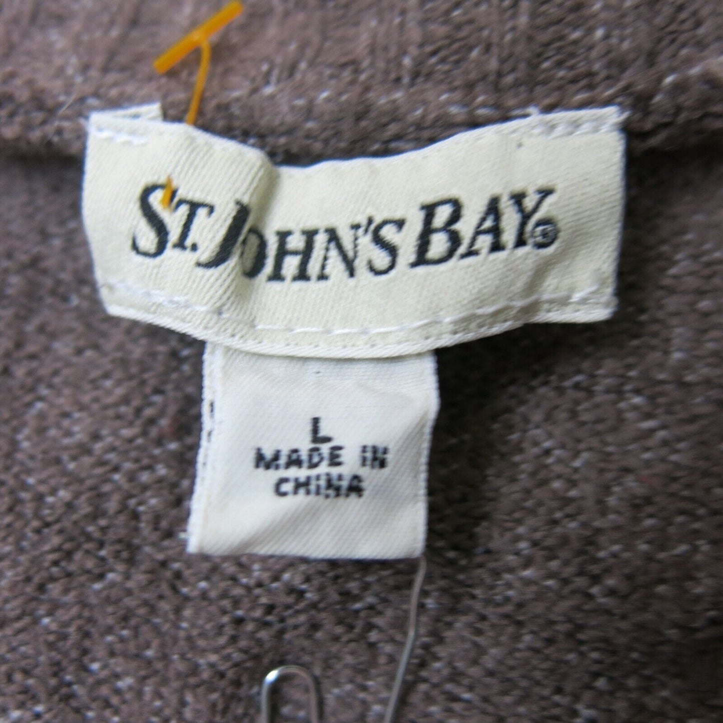 ST Johns Bay Womens Pullover Sweater Keef Neck Long Sleeves Striped Brown Large