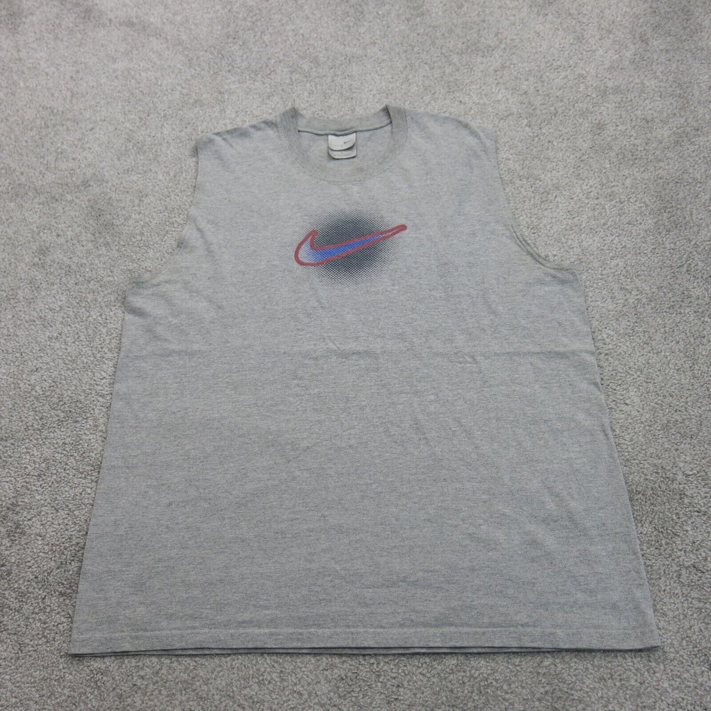 Nike Mens Activewear Tank Tee Crew Neck Sleeveless Graphic Print Gray Size Large