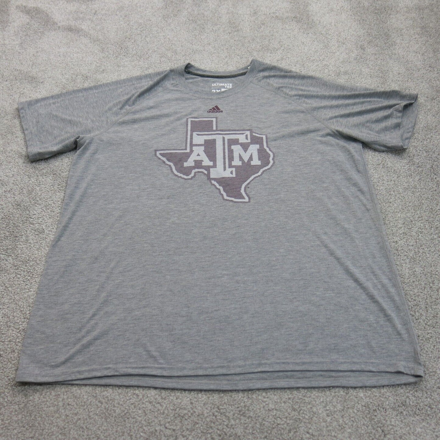 Adidas Mens Pullover T Shirt Crew Neck Short Sleeve Logo Gray Size 2X