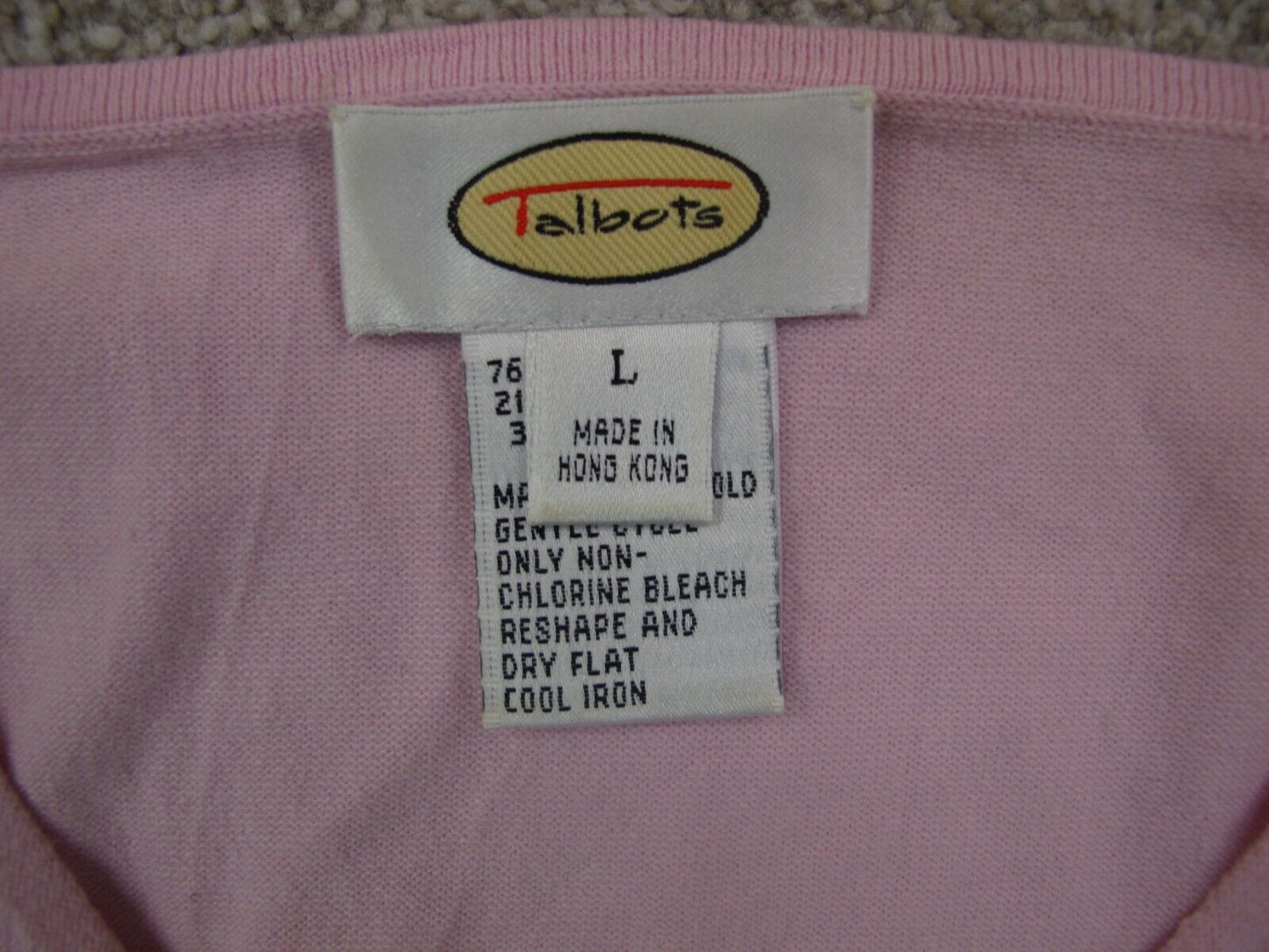 Talbots Womens Pullover Knitted Sweater Long Sleeves V Neck Pink Size Large