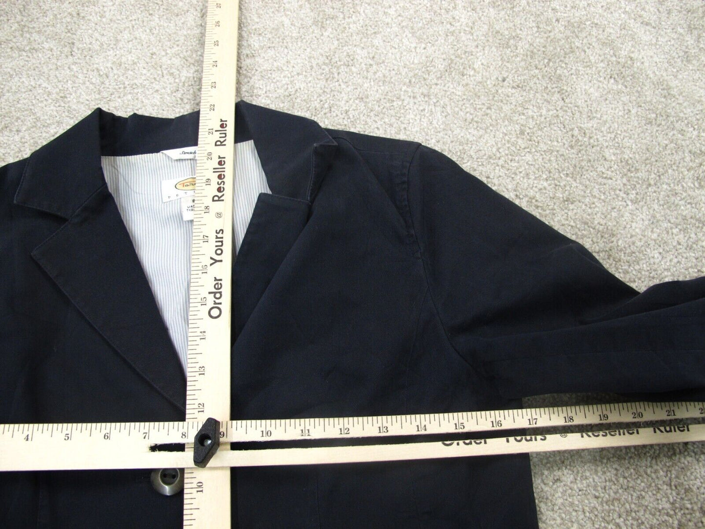 Talbots Women Stretch Blazer Coat Single Breasted Long Sleeve Pocket Black SZ 8