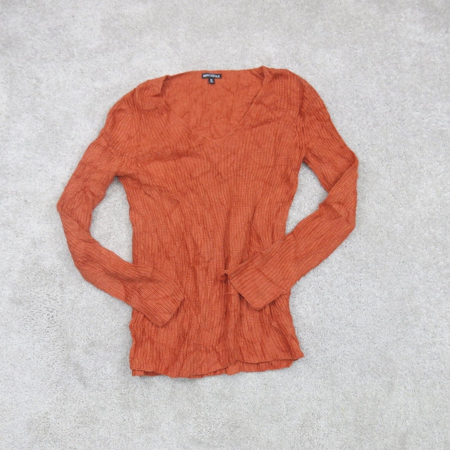 J. Crew Mercantile Womens Pullover Sweater V Neck Long Sleeves Orange Size XS