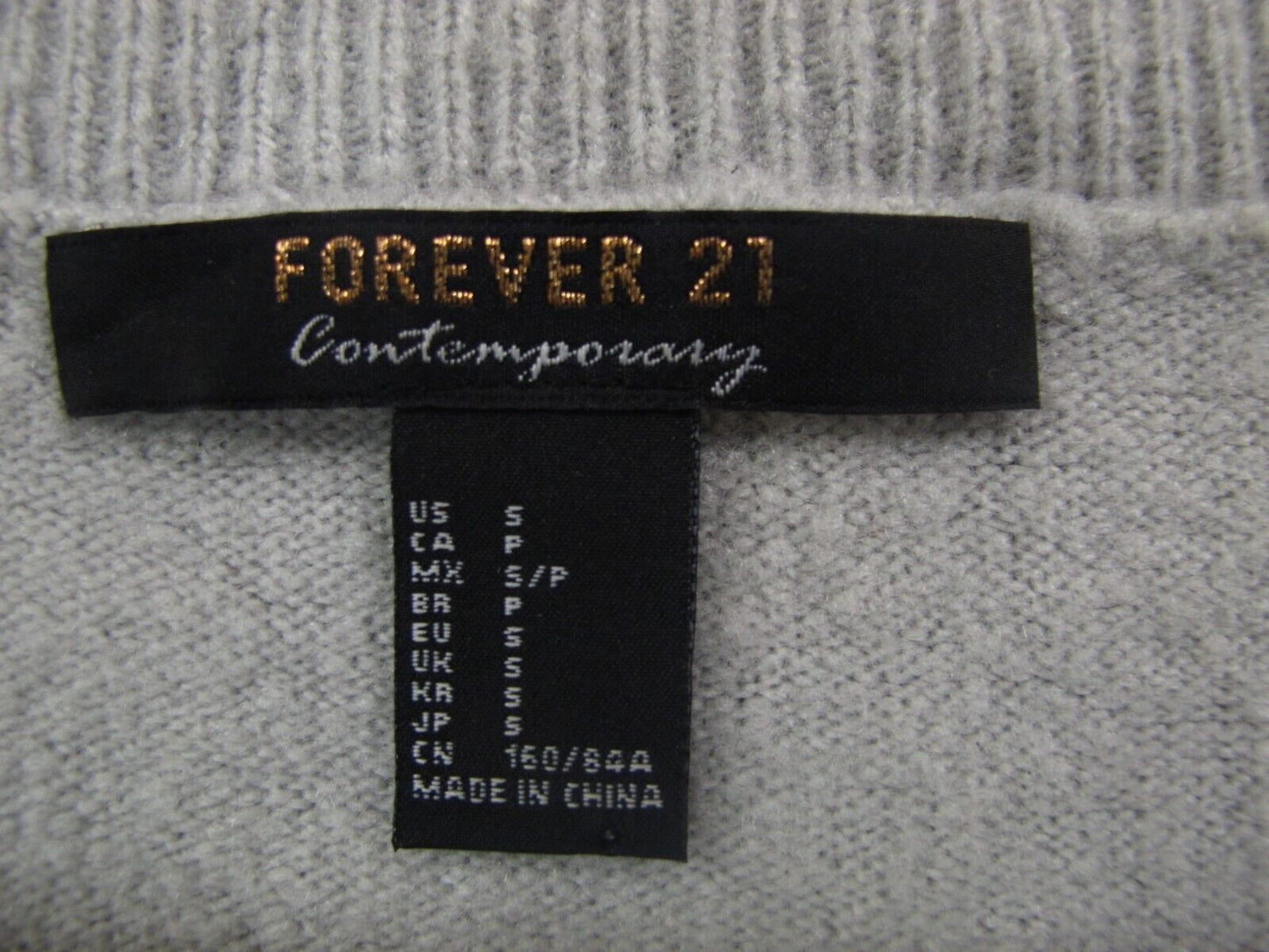 Forever 21 Womens Pullover Sweater Top Knitted Long Sleeve Gray Size Small