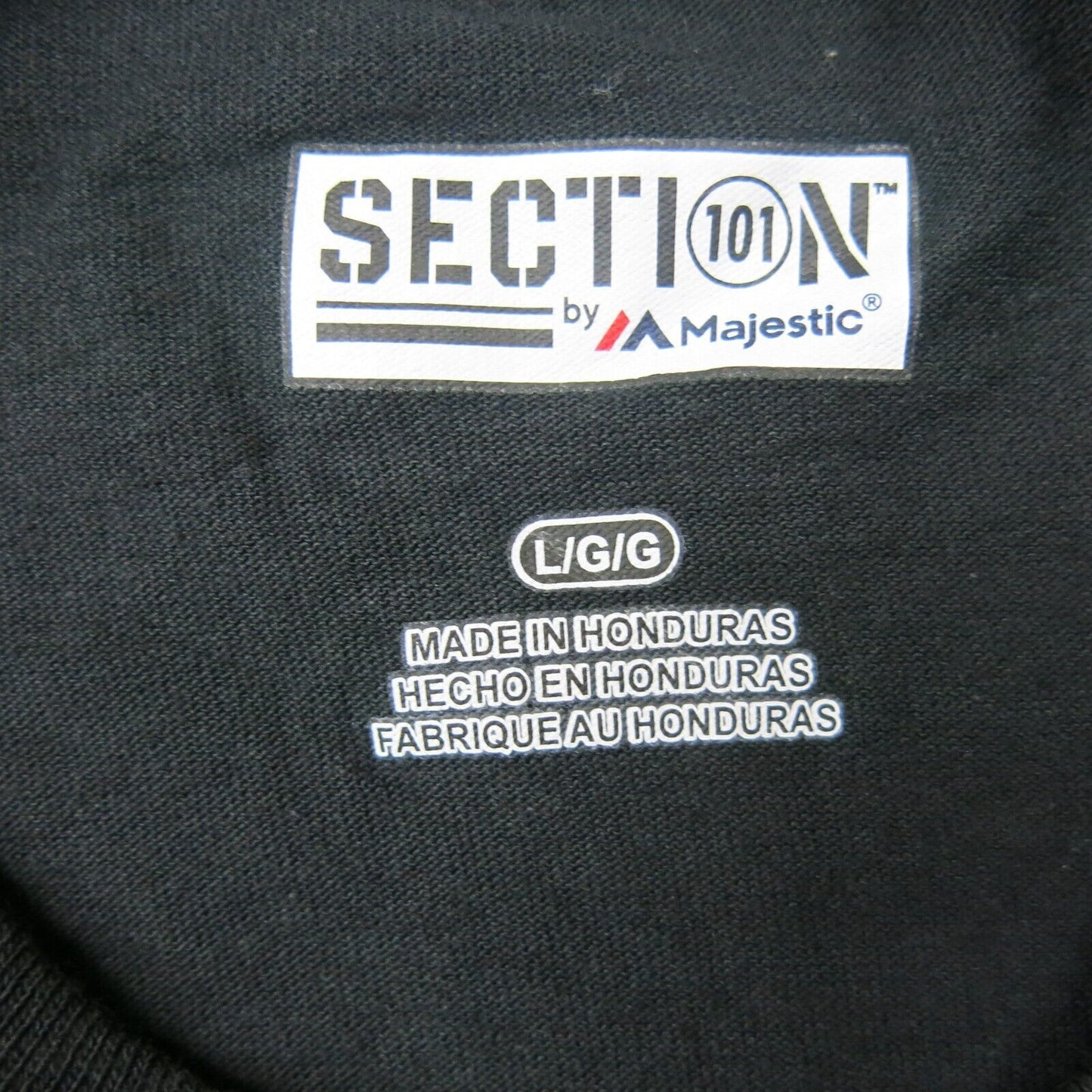 NWT Section By Majestic Mens Crew Neck T Shirt Short Sleeves Graphic Black SZ L
