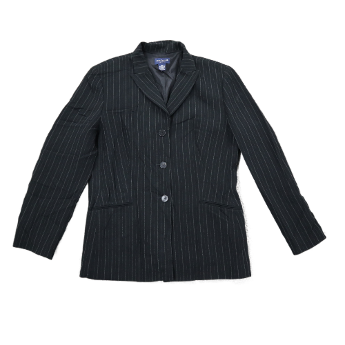 Ann Taylor Womens Striped Blazer Coat Long Sleeve Single Breasted Black Size 12P