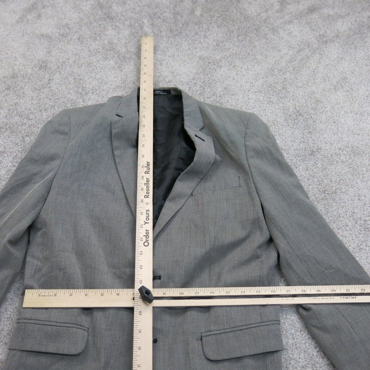 Calvin Clein Mens Blazer Coat Single Breasted Long Sleeves Pockets Gray Size 18