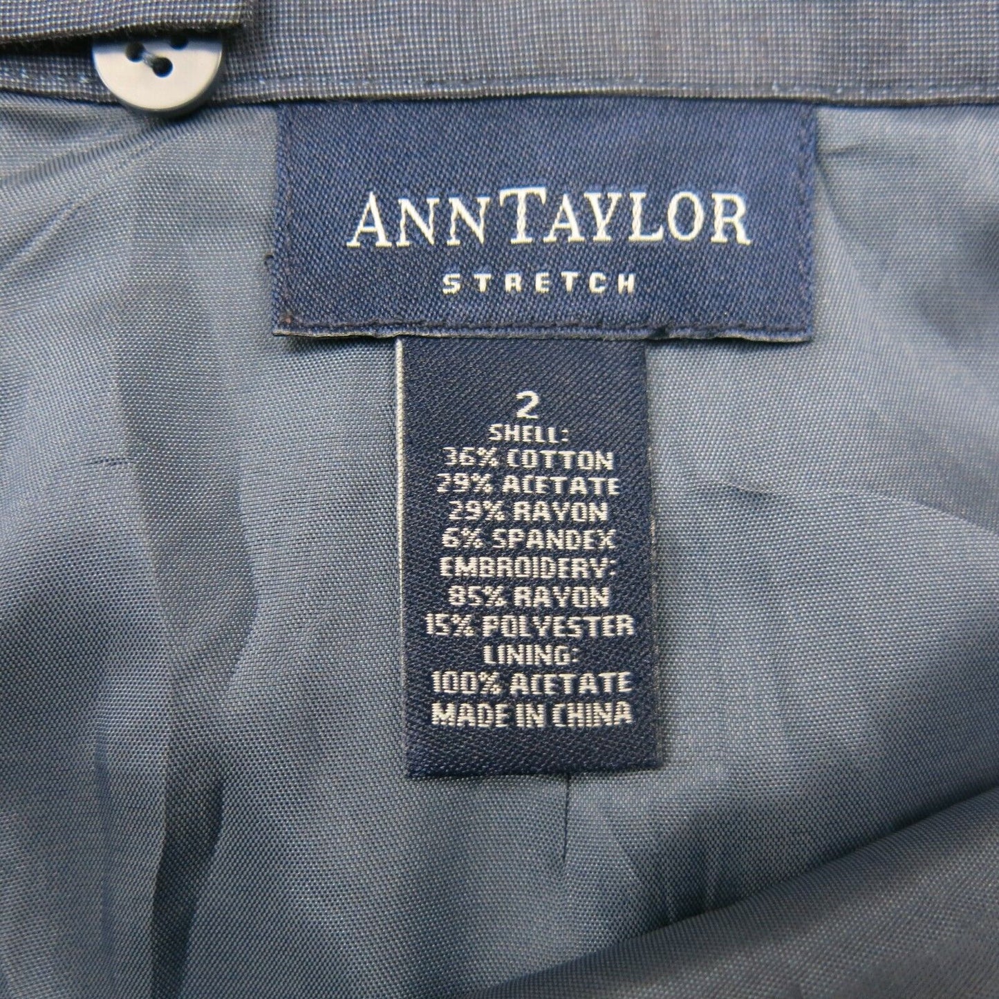 Ann Taylor Women Embroidered Straight Pencil Skirts Pull on Back Zip Blue SZ 12