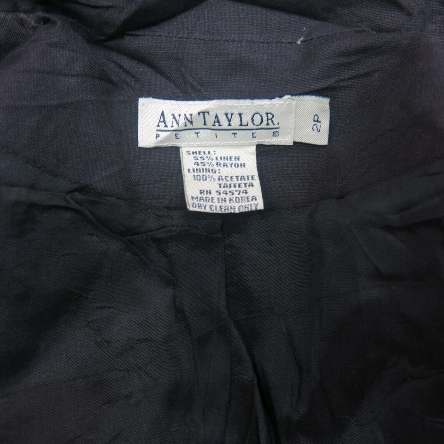 ANN Taylor Mens Blazer Coat Double Breasted Long Sleeve Pockets Black Size 2P