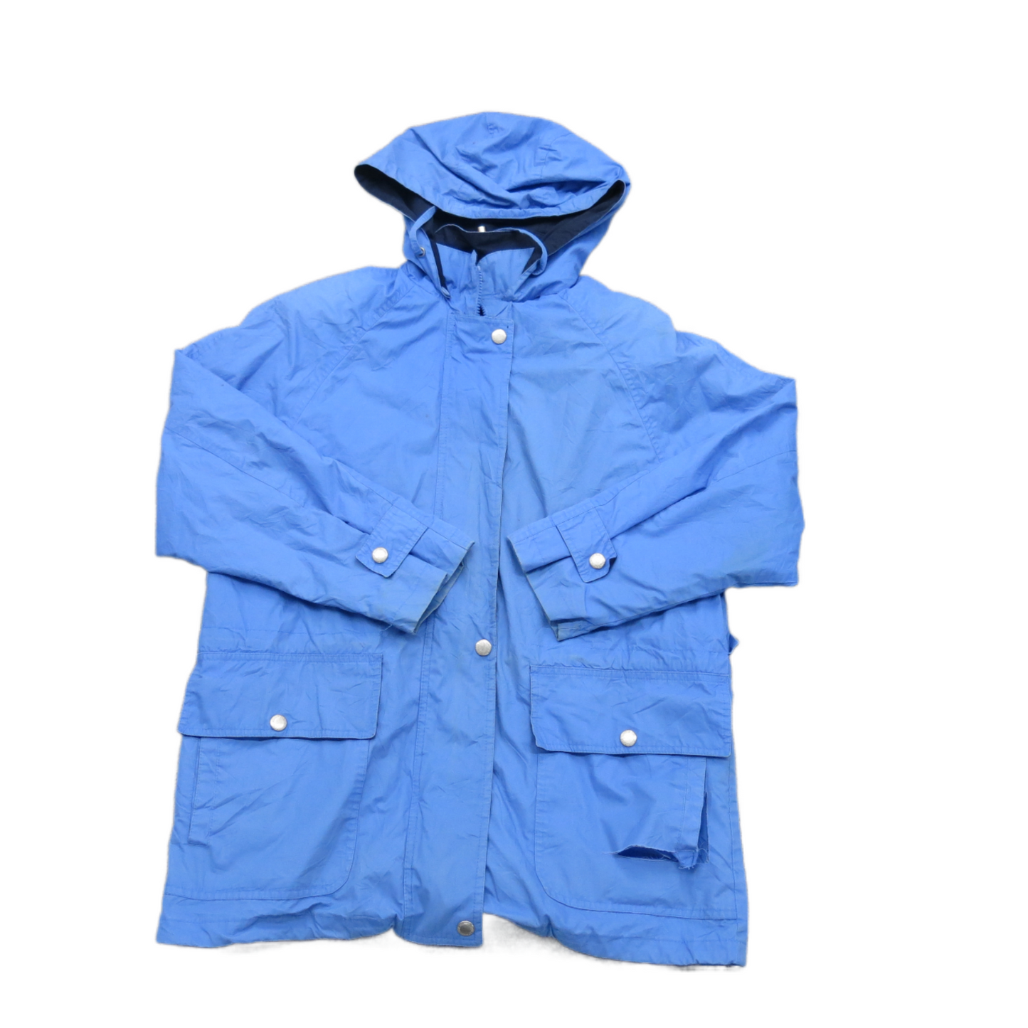 London Fog Mens Hooded Jacket Full Zip Up Long Sleeves Pockets Blue Size Large