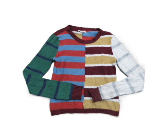American Eagle Womens Sweater Knitted Round Neck Long Sleeves Blue Red Size XS