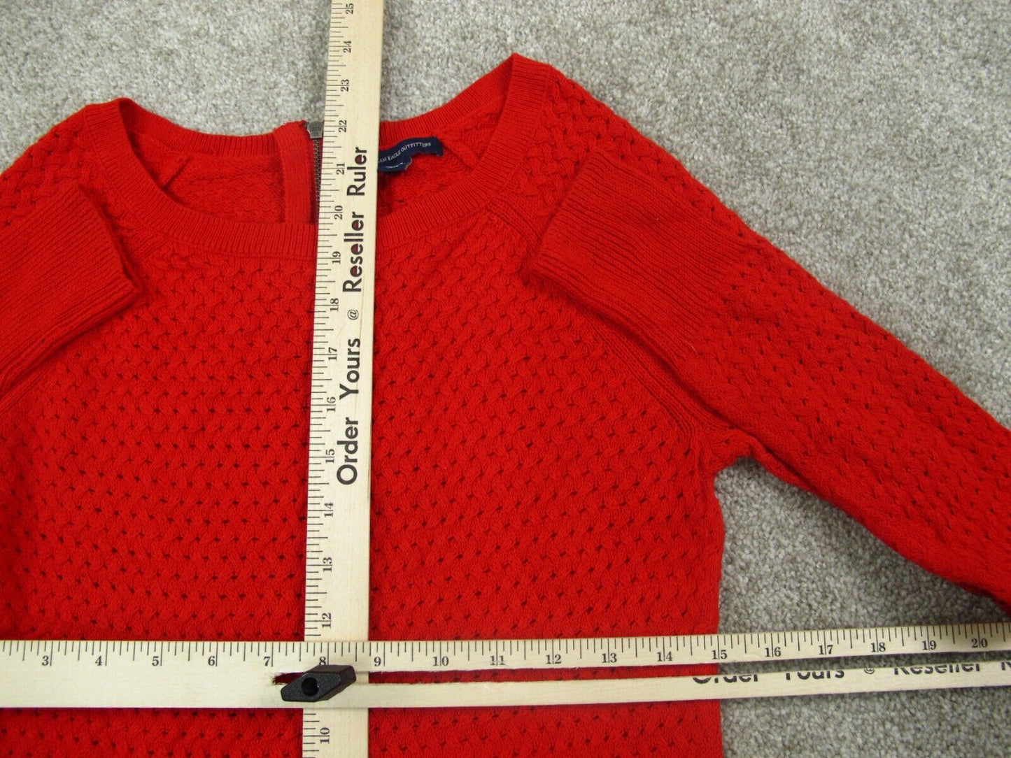American Eagle Outfitter Womens Pullover Sweater Bac Zip Long Sleeves Red Size S