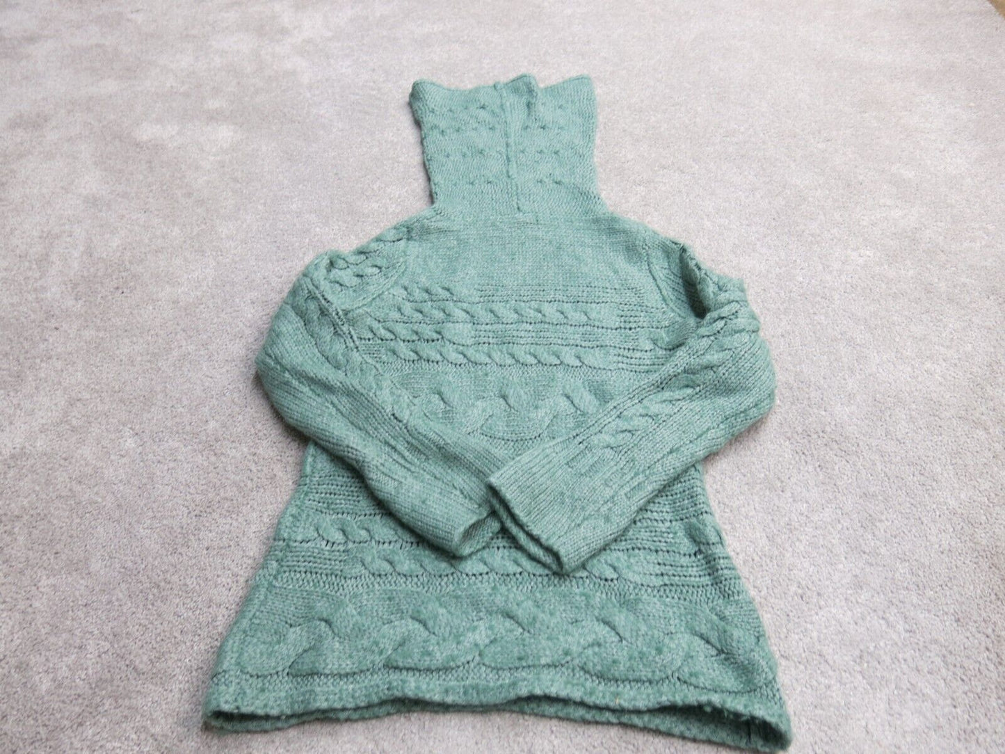 Banana Republic Womens Pullover Knitted Sweater Turtle Neck Long Sleeve Green M