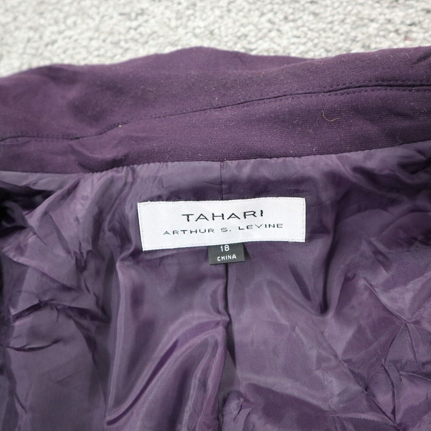Tahari Womens Blazer Coat Long Sleeves Single Breasted Dark Pocket Purple Size 8
