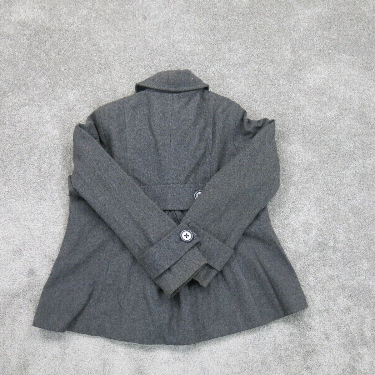 H&M Womens Pea Coat Jacket Tie Waist Long Sleeves Pockets Black Size US 16