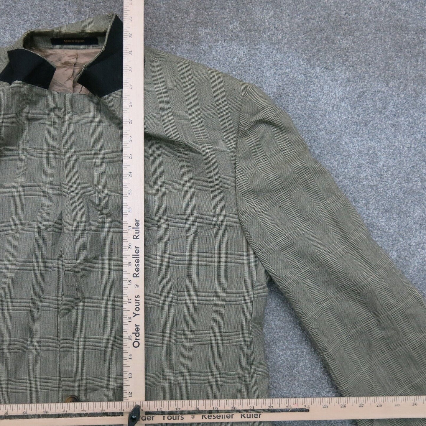 CHAPS Ralph Lauren Mens Blazer Coat Check Single Breasted Light Green SZ 46 R