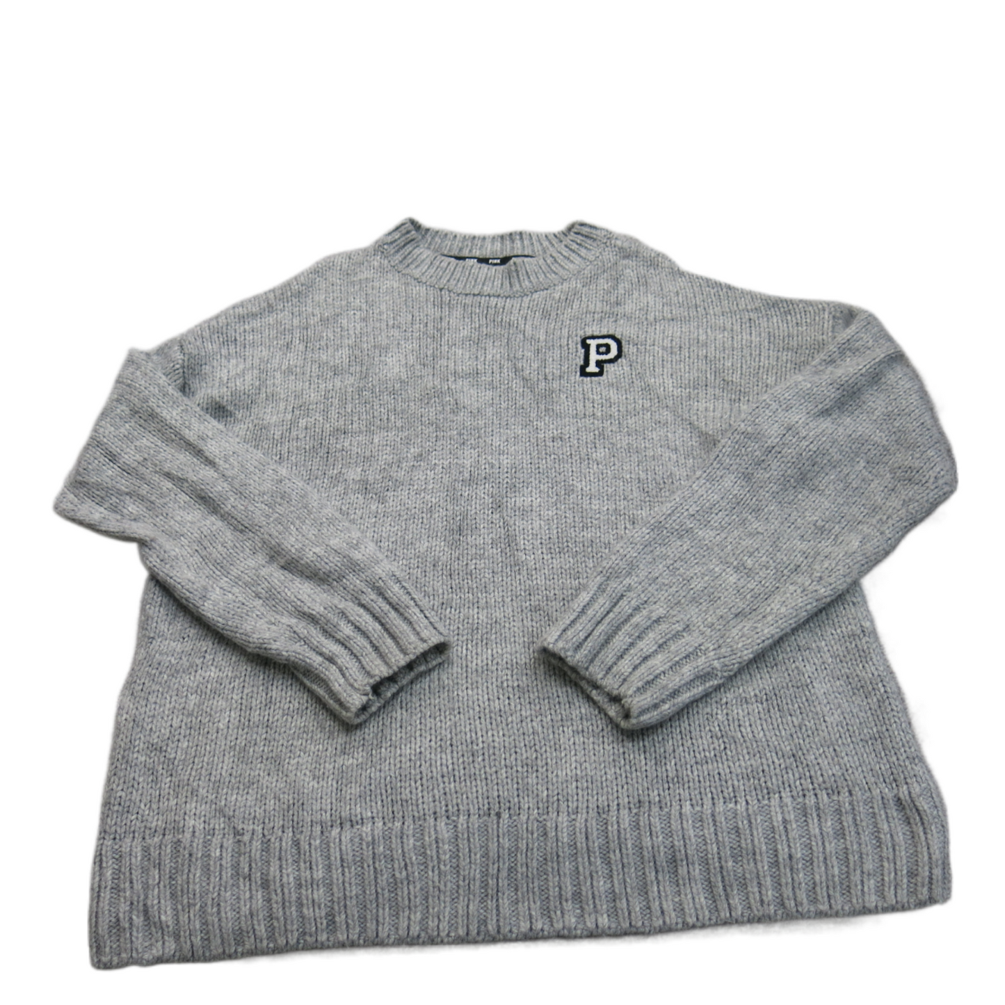 Pink Victoria Secret Women Knitted Sweater Long Sleeve Crew Neck Gray Size Large