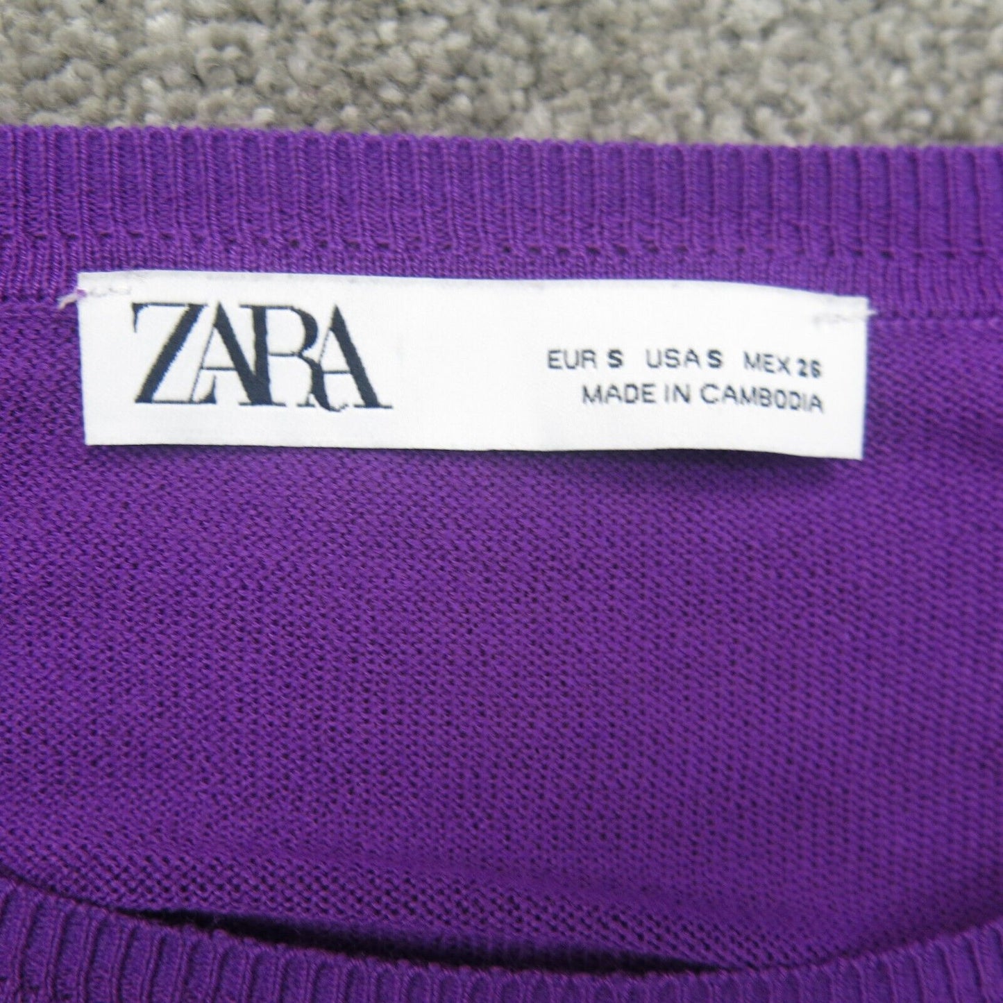 Zara Womens Pullover Sweater Knitted Crew Neck Long Sleeves Purple Size Small