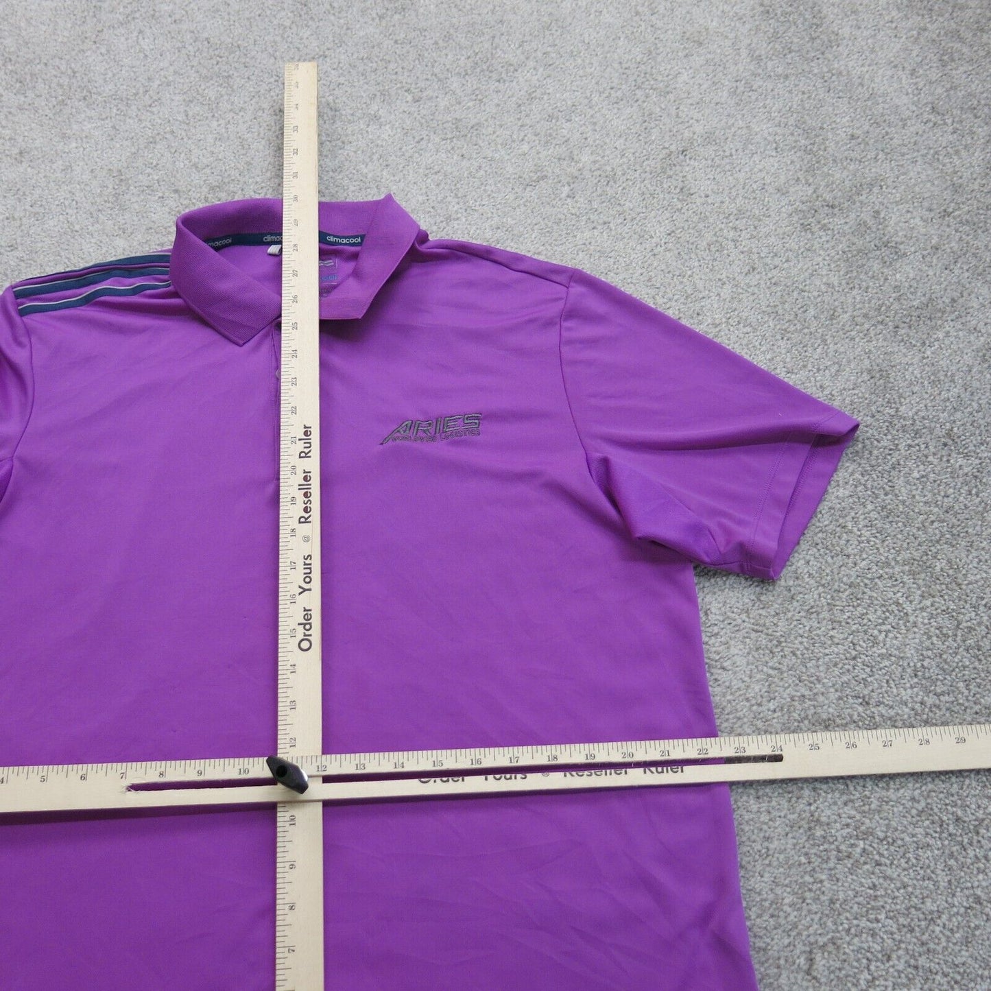 Adidas Mens Polo Shirt Short Sleeve Climacool Aries Logo Solid Purple Size Large