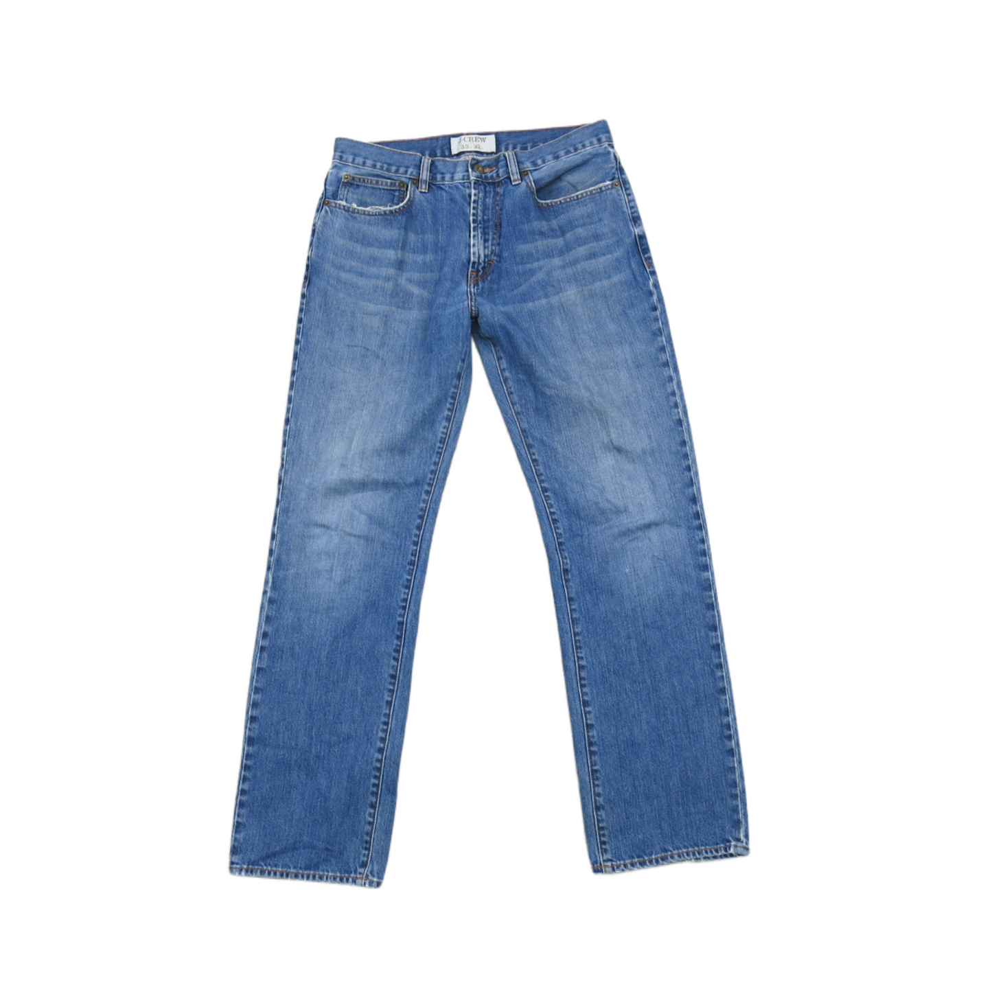 J. Crew Mens Jeans Straight Leg Denim Mid Rise Stretch Pockets Blue Size W33XL32