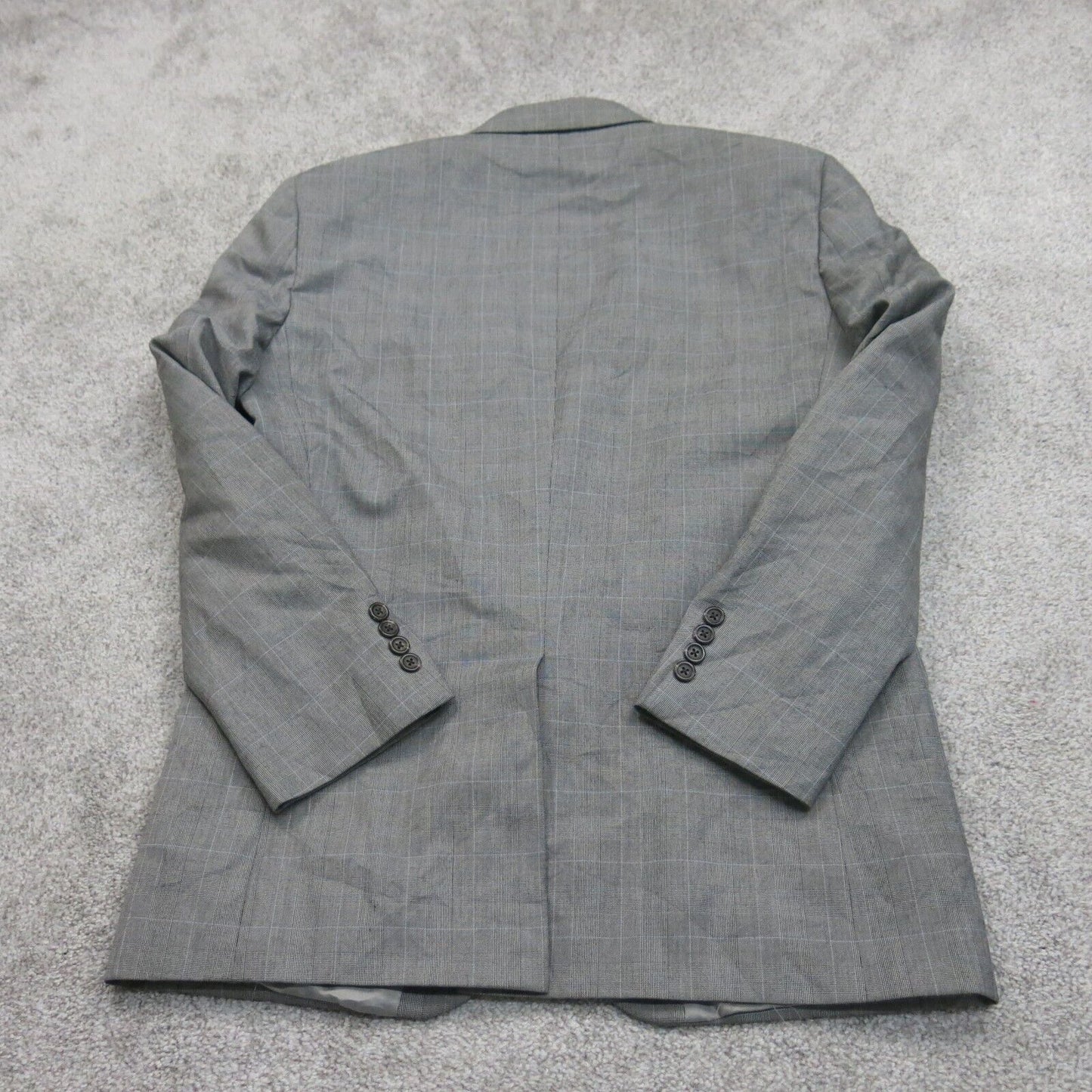 Chaps Mens Blazer Coat Single Breasted Long Sleeves Pockets Gray Black M 38-40