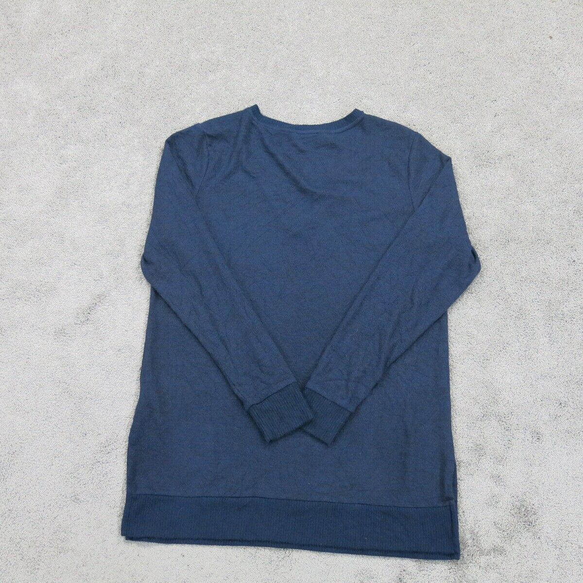Lucky Brand Women Pullover Knitted Sweater Long Sleeves Side Slit Blue SZ Medium